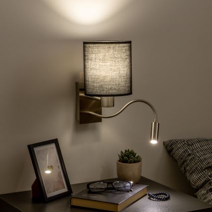 Brilagi - Applique murale LED flexible NUBILA 1xE27/25W/230V + LED/3W chrome mat/noir