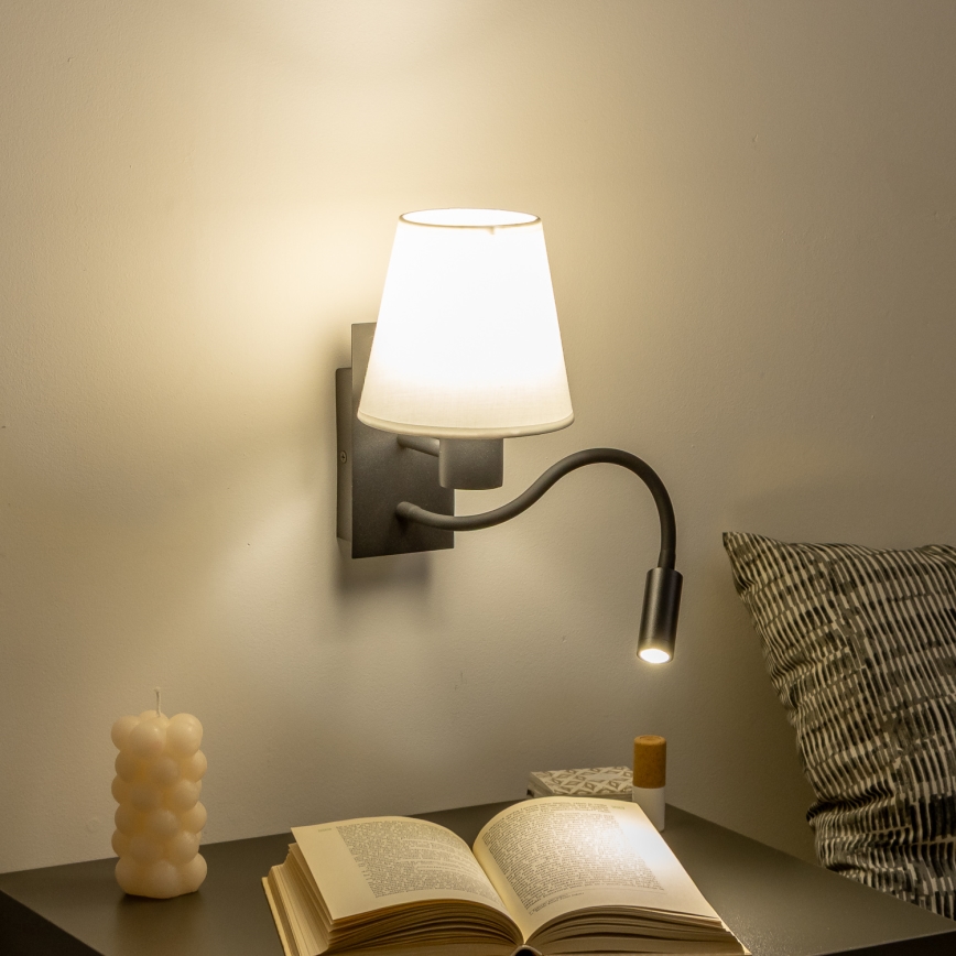 Brilagi - Applique murale LED flexible NUBILA 1xE27/25W/230V + LED/3W noir/blanc