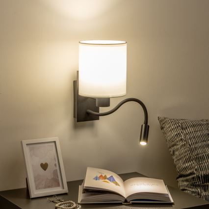 Brilagi - Applique murale LED flexible NUBILA 1xE27/25W/230V + LED/3W noir/blanc