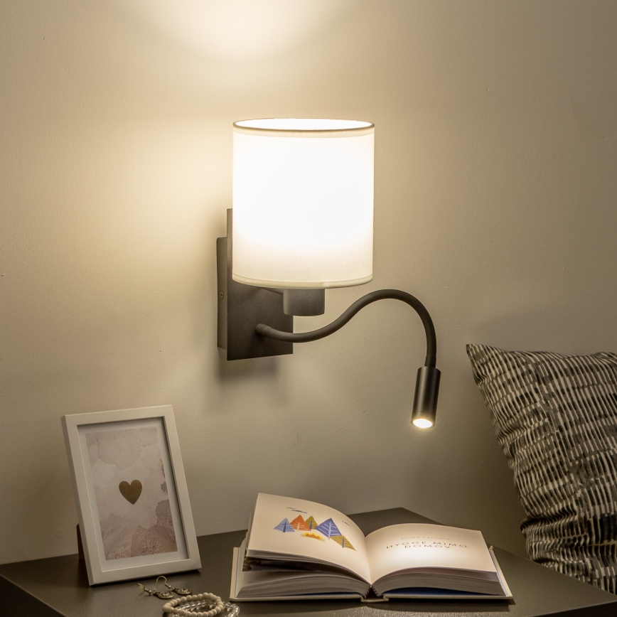 Brilagi - Applique murale LED flexible NUBILA 1xE27/25W/230V + LED/3W noir/blanc