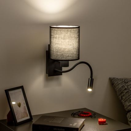 Brilagi - Applique murale LED flexible NUBILA 1xE27/25W/230V + LED/3W noir