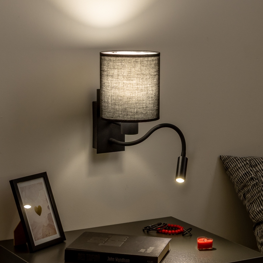 Brilagi - Applique murale LED flexible NUBILA 1xE27/25W/230V + LED/3W noir