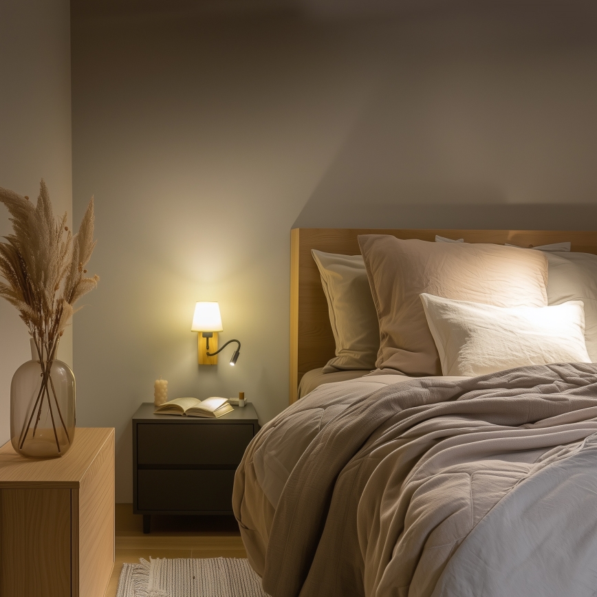 Brilagi - Applique murale LED flexible NUBILA WOOD 1xE27/25W/230V + LED/3W chêne/blanc
