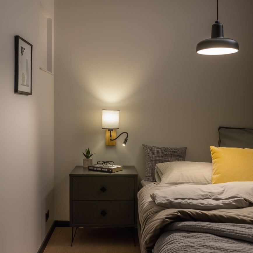 Brilagi - Applique murale LED flexible NUBILA WOOD 1xE27/25W/230V + LED/3W chêne/gris