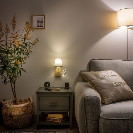 Brilagi - Applique murale LED flexible NUBILA WOOD 1xE27/25W/230V + LED/3W chêne/gris
