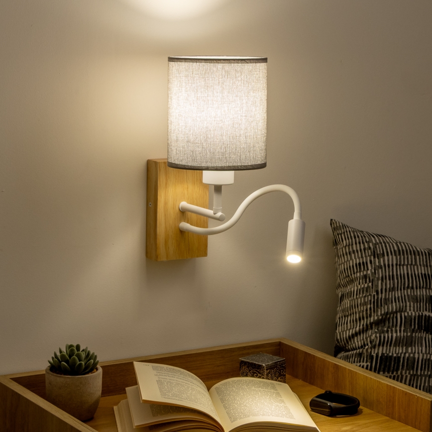 Brilagi - Applique murale LED flexible NUBILA WOOD 1xE27/25W/230V + LED/3W chêne/gris