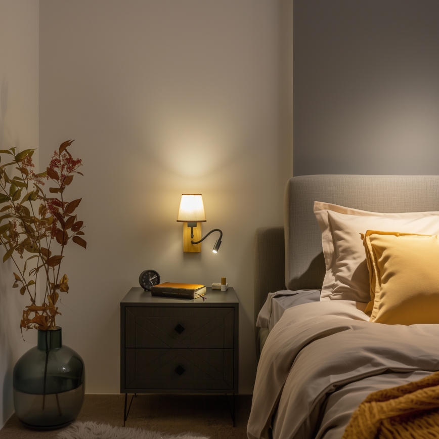 Brilagi - Applique murale LED flexible NUBILA WOOD 1xE27/25W/230V + LED/3W chêne/marron