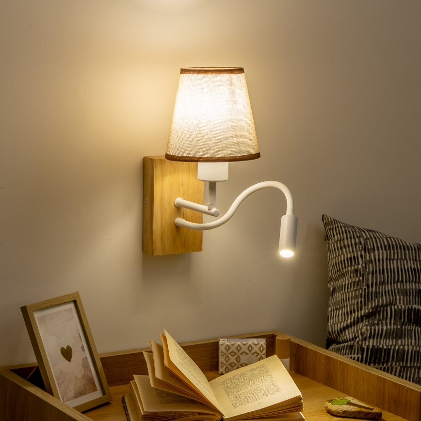 Brilagi - Applique murale LED flexible NUBILA WOOD 1xE27/25W/230V + LED/3W chêne/marron