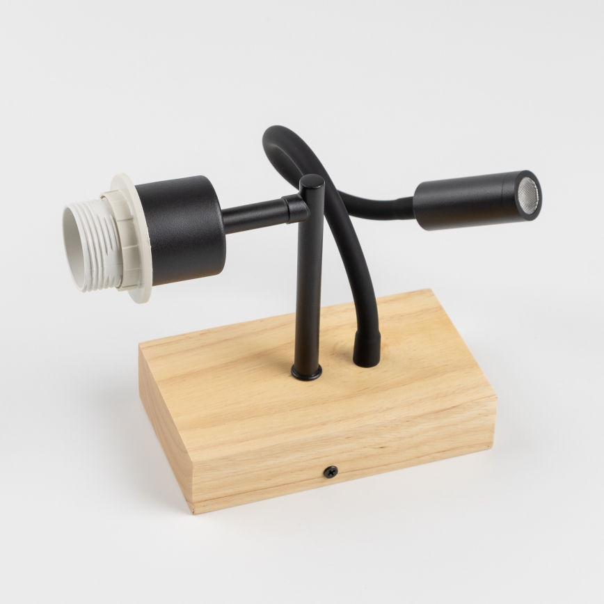 Brilagi - Applique murale LED flexible NUBILA WOOD 1xE27/25W/230V + LED/3W chêne/noir