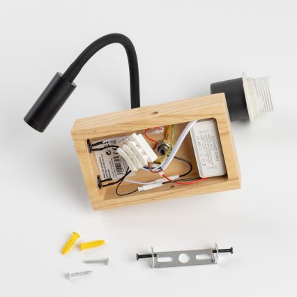 Brilagi - Applique murale LED flexible NUBILA WOOD 1xE27/25W/230V + LED/3W chêne/noir