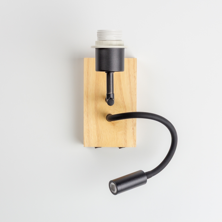 Brilagi - Lampe murale LED flexible NUBILA WOOD 1xE27/25W/230V + LED/3W chêne/noir/orange