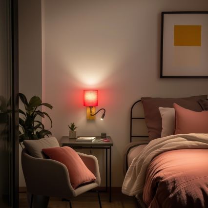 Brilagi - Applique murale LED flexible NUBILA WOOD 1xE27/25W/230V + LED/3W chêne/rose