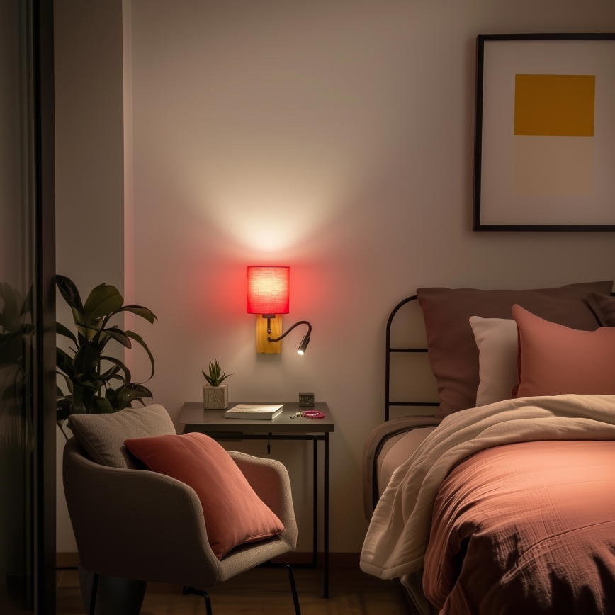 Brilagi - Applique murale LED flexible NUBILA WOOD 1xE27/25W/230V + LED/3W chêne/rose