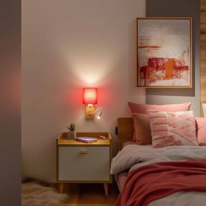 Brilagi - Applique murale LED flexible NUBILA WOOD 1xE27/25W/230V + LED/3W chêne/rose