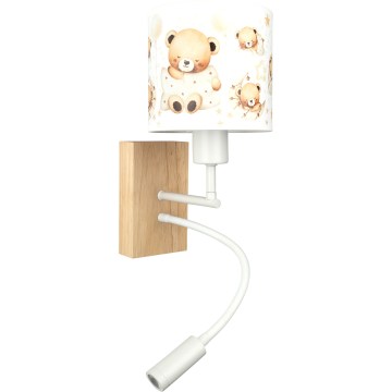 Brilagi - Lampe murale LED orientable pour enfant BOBO WOOD 1xE27/25W/230V + LED/3W chêne/blanc/oursons