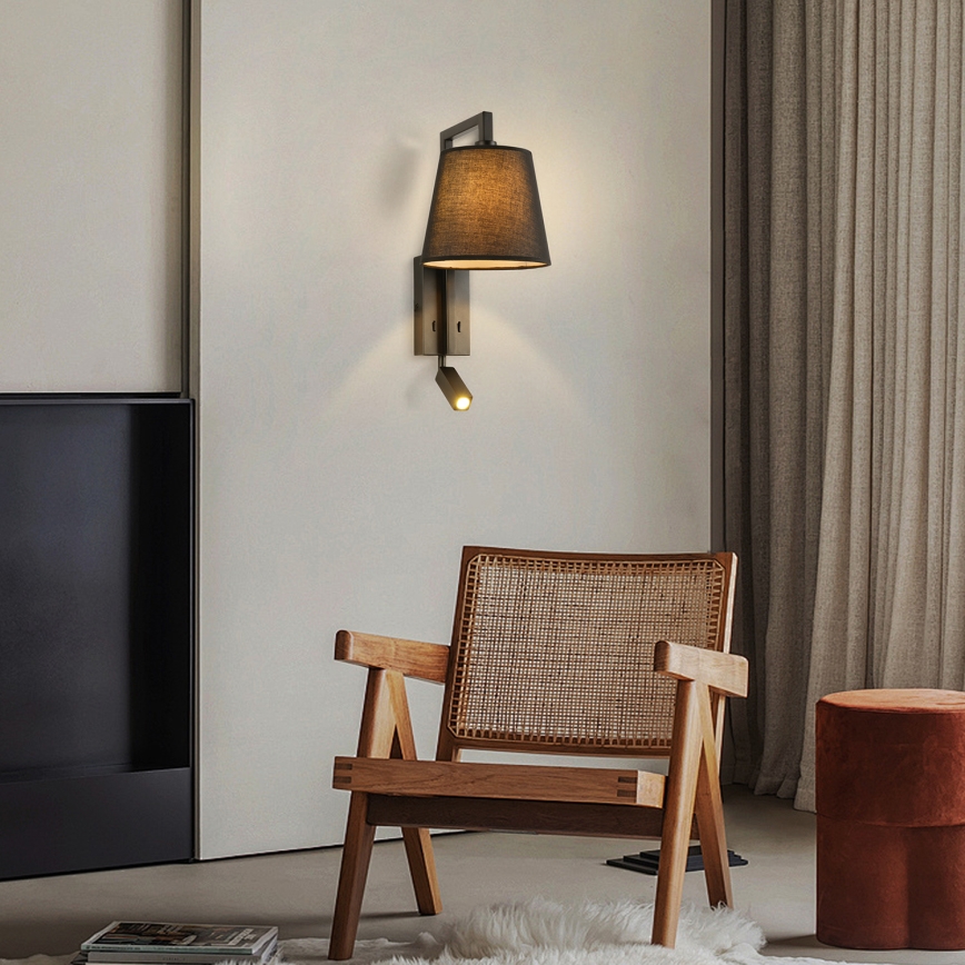 Brilagi - Lampe murale LED RAYA 1xE14/40W/230V + LED/3W noir