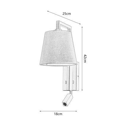Brilagi - Lampe murale LED RAYA 1xE14/40W/230V + LED/3W noir
