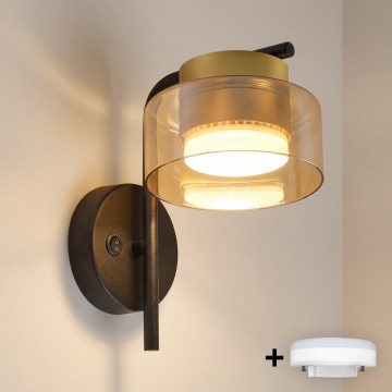 Brilagi - Lampe murale LED RGB+CCT dimmable AURA LUX 1xGX53/14W/230V 2700-6500K Wi-Fi Tuya noir/doré