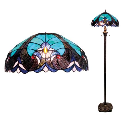 BRILAGI - Lampe sur pied Tiffany en vitrail CORAL 2xE27/60W/230V