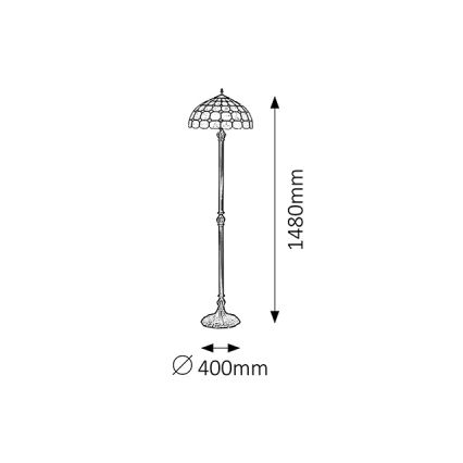 Brilagi - Lampe sur pied Tiffany en vitrail DORAN 2xE27/60W/230V