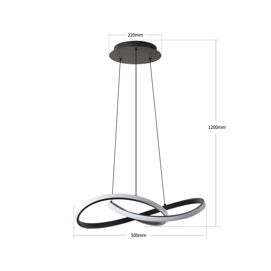Brilagi - Suspension LED dimmable sur câbles INFINITY LED/55W/230V 3000-6000K 50x50 cm noir + télécommande