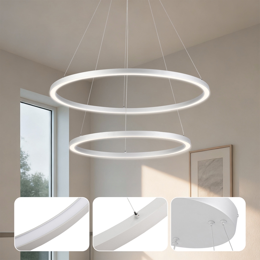 Brilagi - Suspension LED dimmable sur câble PORTOFINO LED/98W/230V 3000-6000K Ø 80 cm argentée + télécommande