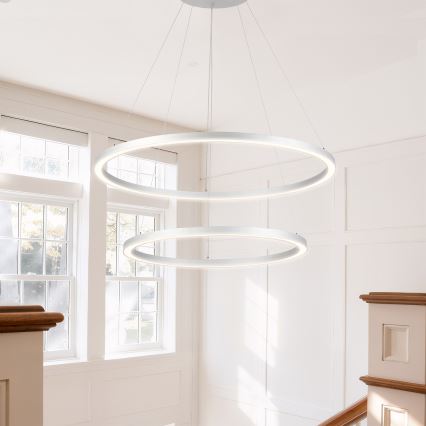 Brilagi - Suspension LED dimmable sur câble PORTOFINO LED/98W/230V 3000-6000K Ø 80 cm argentée + télécommande