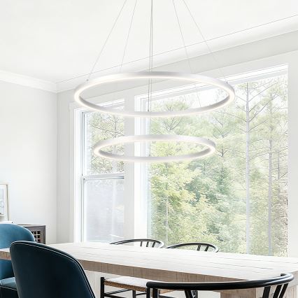 Brilagi - Suspension LED dimmable sur câble PORTOFINO LED/98W/230V 3000-6000K Ø 80 cm argentée + télécommande