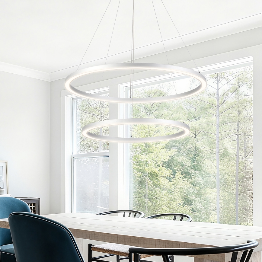 Brilagi - Suspension LED dimmable sur câble PORTOFINO LED/98W/230V 3000-6000K Ø 80 cm argentée + télécommande
