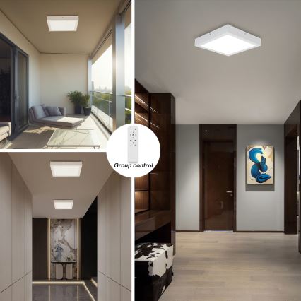 Brilagi - Applique de plafond de salle de bain dimmable FRAME SMART LED/24W/230V 30x30 cm 3000-6000K IP44 blanche + télécommande