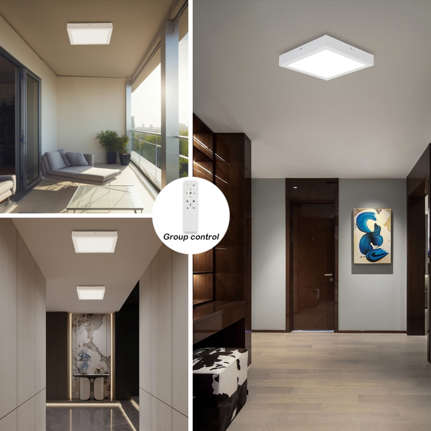 Brilagi - Applique de plafond de salle de bain dimmable FRAME SMART LED/24W/230V 30x30 cm 3000-6000K IP44 blanche + télécommande