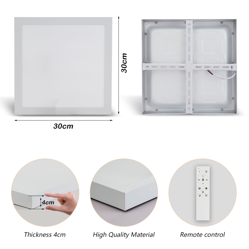 Brilagi - Applique de plafond de salle de bain dimmable FRAME SMART LED/24W/230V 30x30 cm 3000-6000K IP44 blanche + télécommande