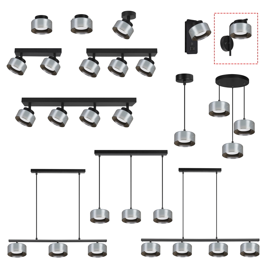 Brilagi - LED Applique murale AURA LUX 1xGX53/30W/230V noir/fumé