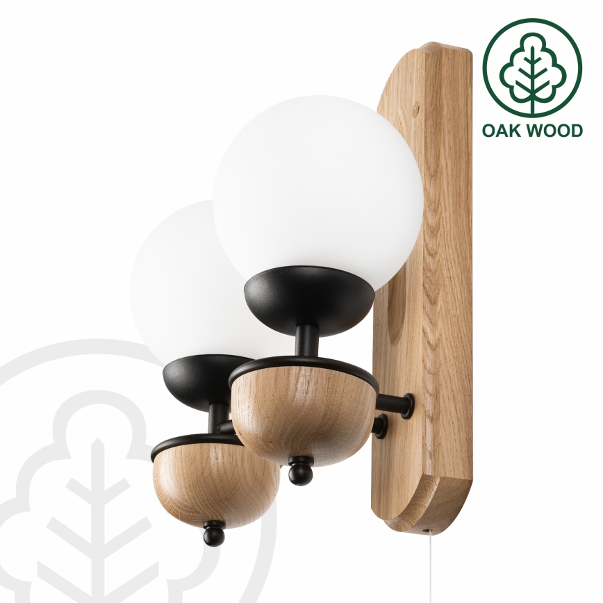 Brilagi - LED Applique murale COTTAGE 2xG9/40W/230V chêne/blanc