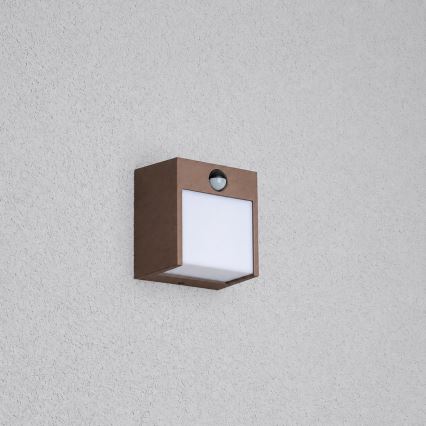 BRILAGI - Applique murale LED extérieure avec capteur TERNI LED/12W/230V marron IP44