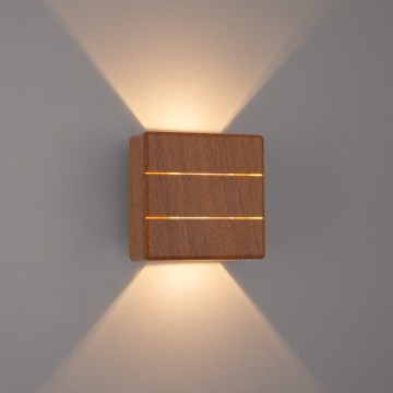 Brilagi -LED Applique murale d'extérieur DOUBLERAY LINE LED/6W/230V décor bois IP54