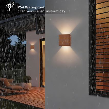 Brilagi -LED Applique murale d'extérieur DOUBLERAY LINE LED/6W/230V décor bois IP54
