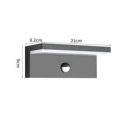 Brilagi - Applique murale extérieure avec détecteur TESSI LED/10W/230V anthracite IP54