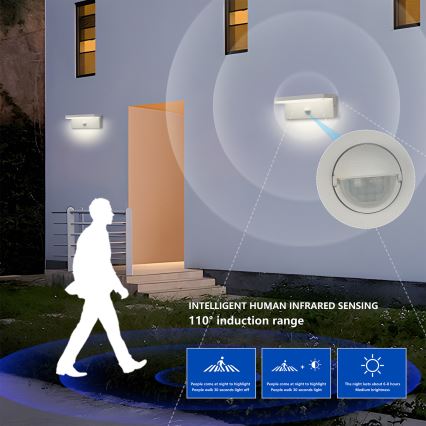 Brilagi - Applique murale d'extérieur LED avec détecteur TESSI LED/10W/230V blanche IP54