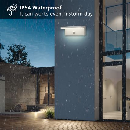 Brilagi - Applique murale d'extérieur LED avec détecteur TESSI LED/10W/230V blanche IP54