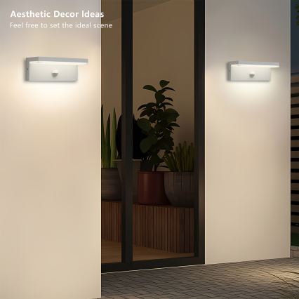 Brilagi - Applique murale d'extérieur LED avec détecteur TESSI LED/10W/230V blanche IP54
