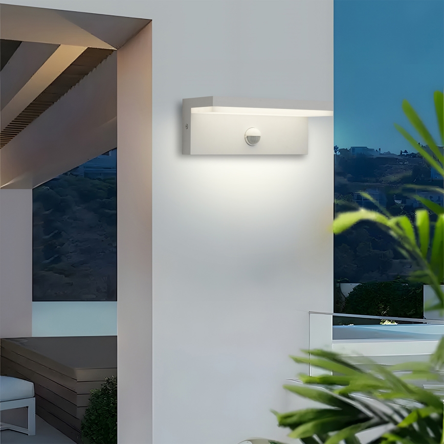 Brilagi - Applique murale d'extérieur LED avec détecteur TESSI LED/10W/230V blanche IP54