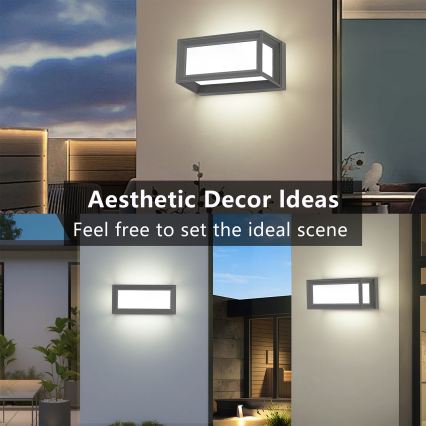 Brilagi - Applique murale extérieure PARKER LED/12W/230V 3000/4500/6000K grise IP44