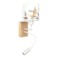 Brilagi - LED Applique murale flexible pour enfants BOBO WOOD 1xE27/25W/230V + LED/3W chêne/blanc/motifs animaux
