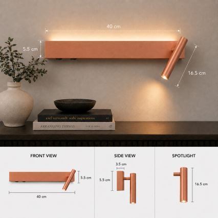Brilagi - Applique murale spot LED ARLIX LED/3W/230V + LED/7W bronze IRC 90