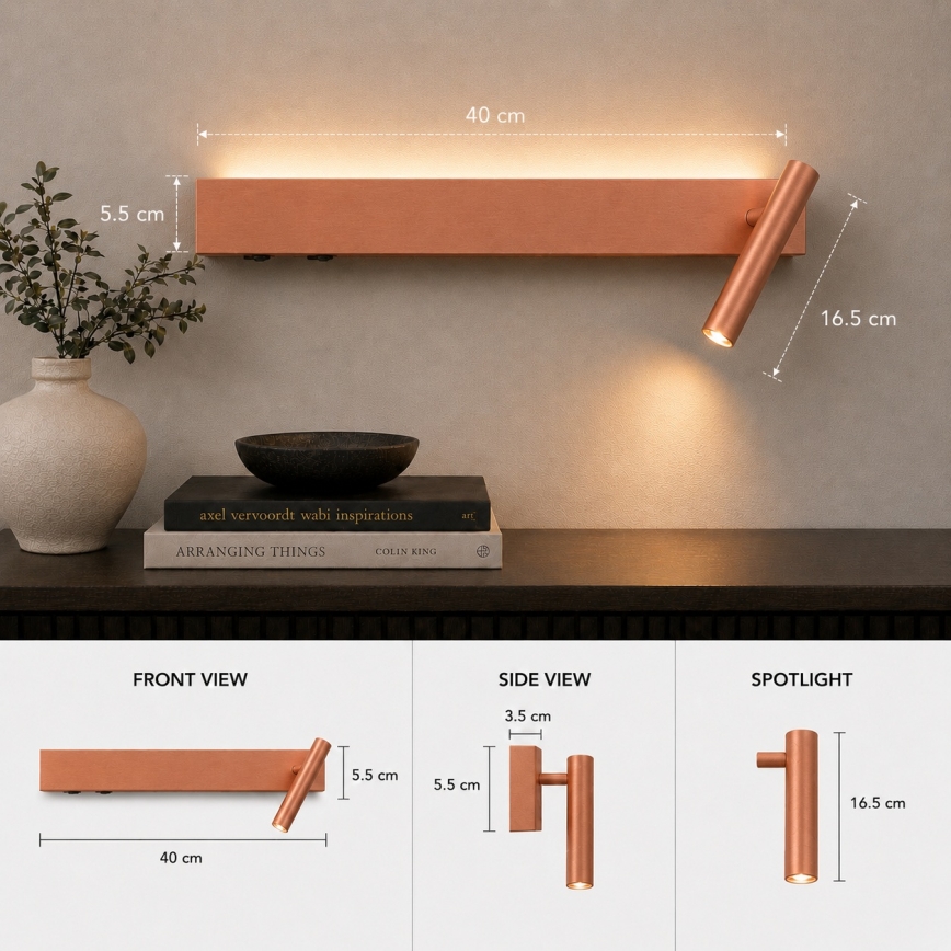 Brilagi - Applique murale spot LED ARLIX LED/3W/230V + LED/7W bronze IRC 90