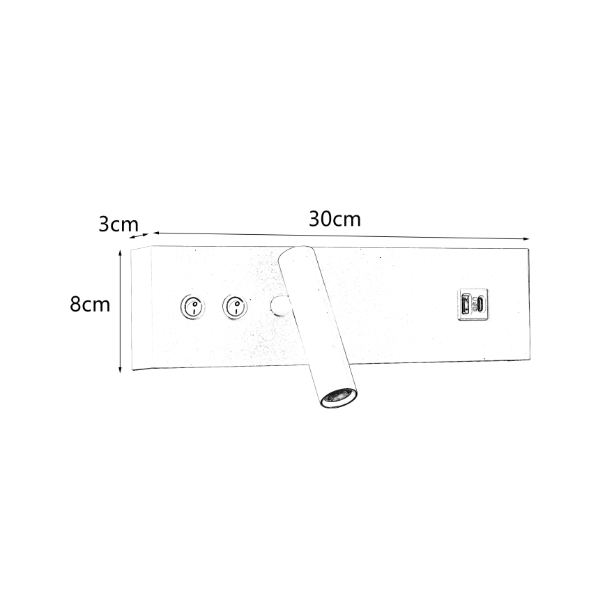 Brilagi - Spot mural LED avec port USB NOCTIS LED/3W/230V + LED/9W noir