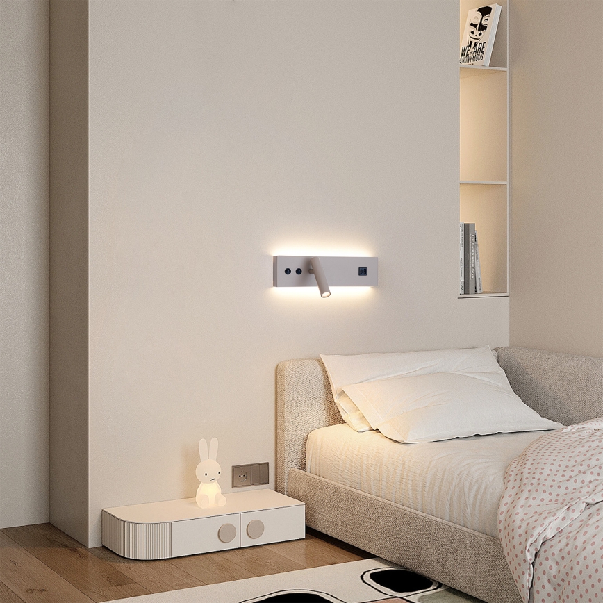 Brilagi - Applique murale spot LED NOCTIS avec port USB, LED/3W/230V + LED/9W, beige