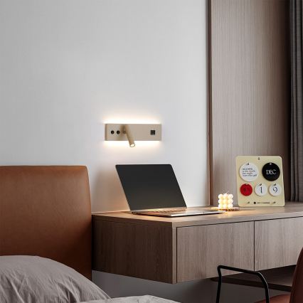 Brilagi - Applique murale spot LED NOCTIS avec port USB, LED/3W/230V + LED/9W, beige