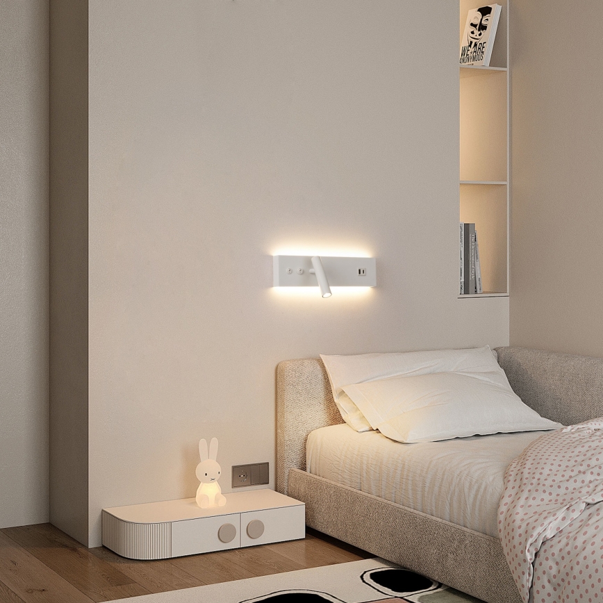 Brilagi - Spot mural LED avec port USB NOCTIS LED/3W/230V + LED/9W blanc